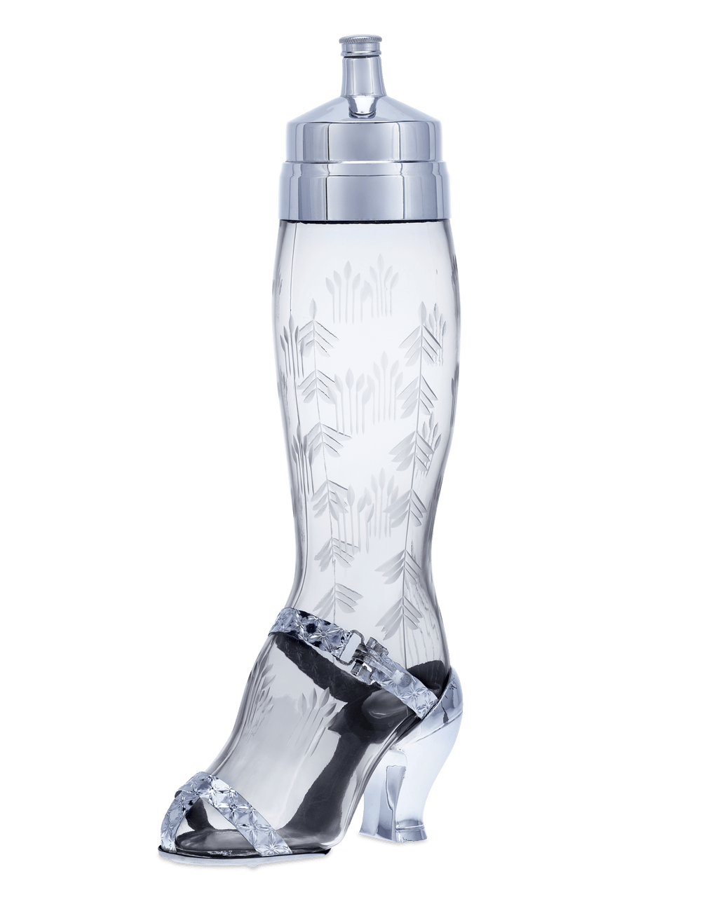 Etched Glass Lady's Leg Bar Set