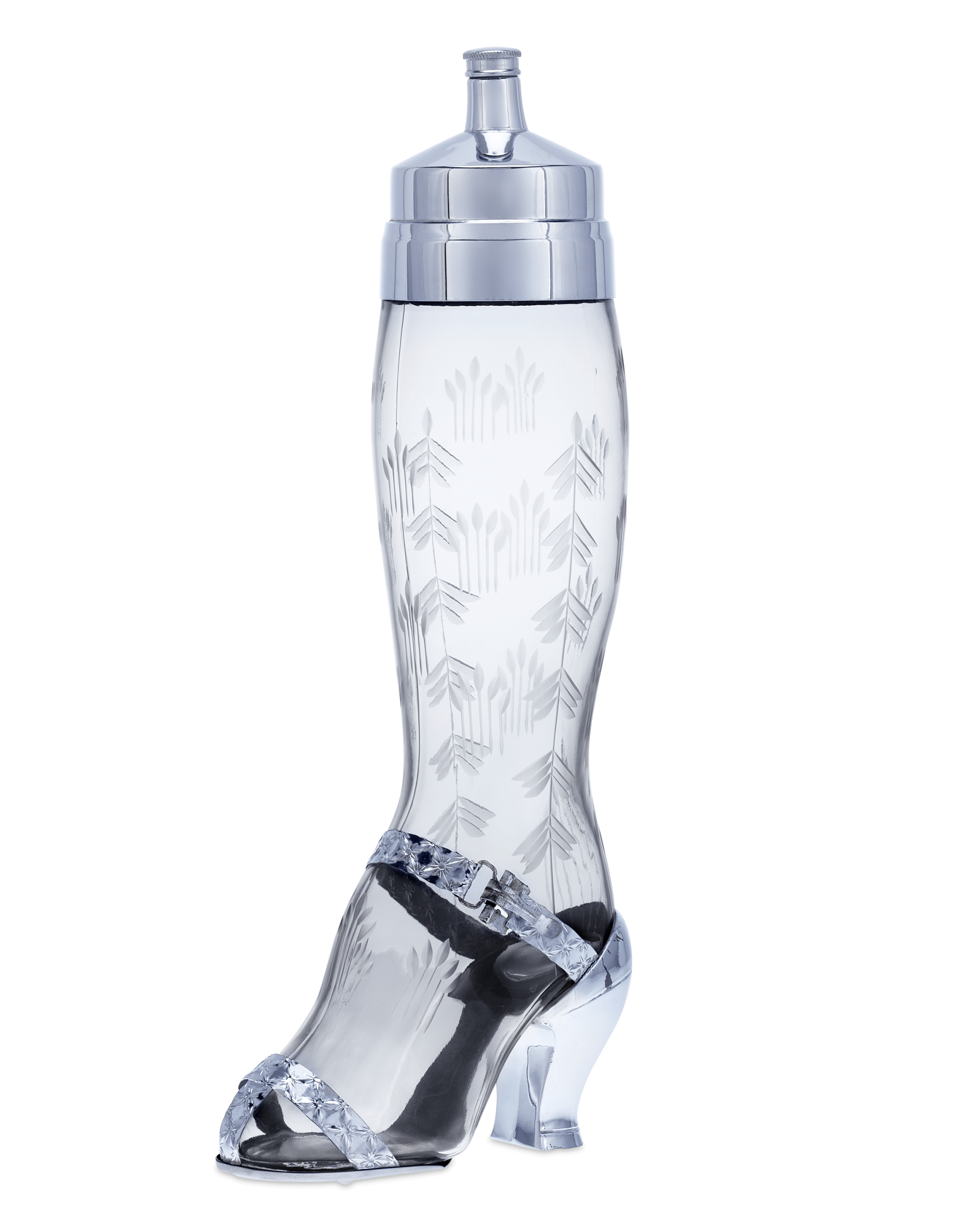 Etched Glass Lady's Leg Bar Set