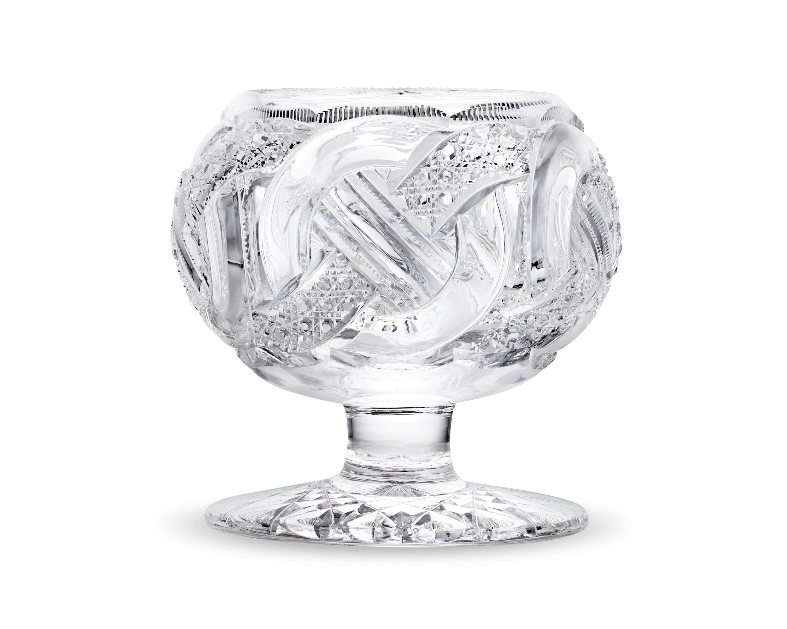 Wedding Ring Pattern Cut Glass Rose Bowl by J. Hoare & Co.