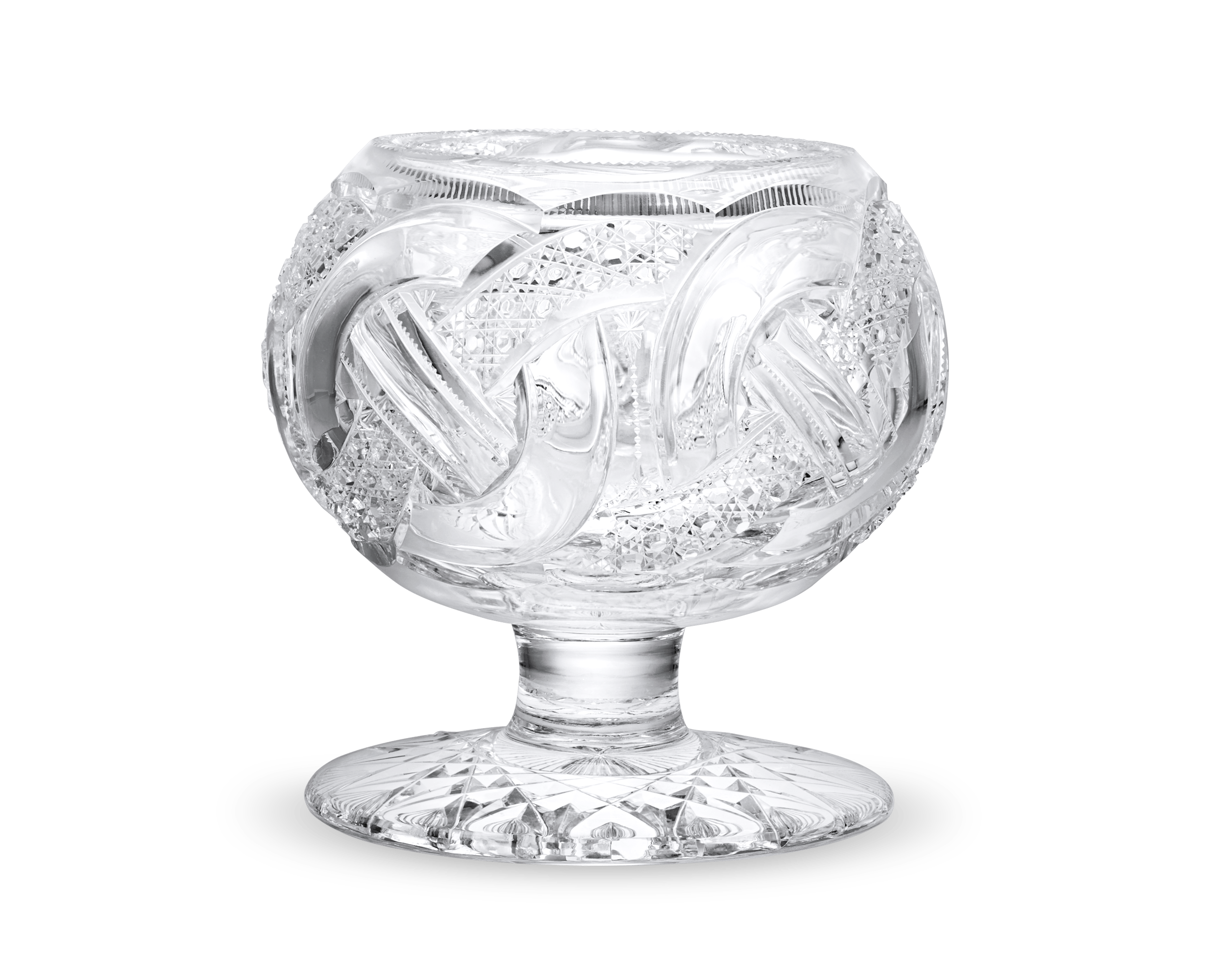 Wedding Ring Pattern Cut Glass Rose Bowl by J. Hoare & Co.