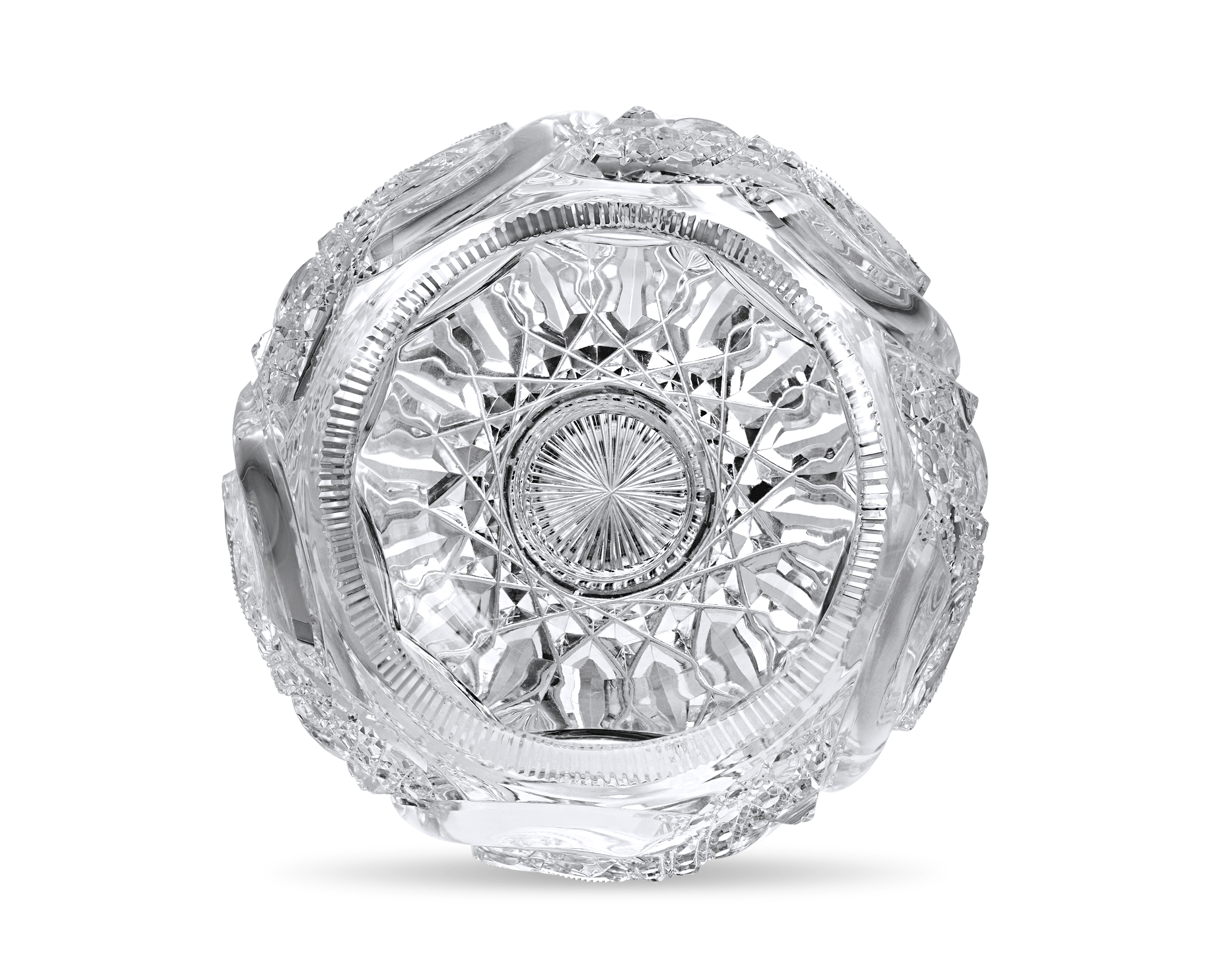 Wedding Ring Pattern Cut Glass Rose Bowl by J. Hoare & Co.