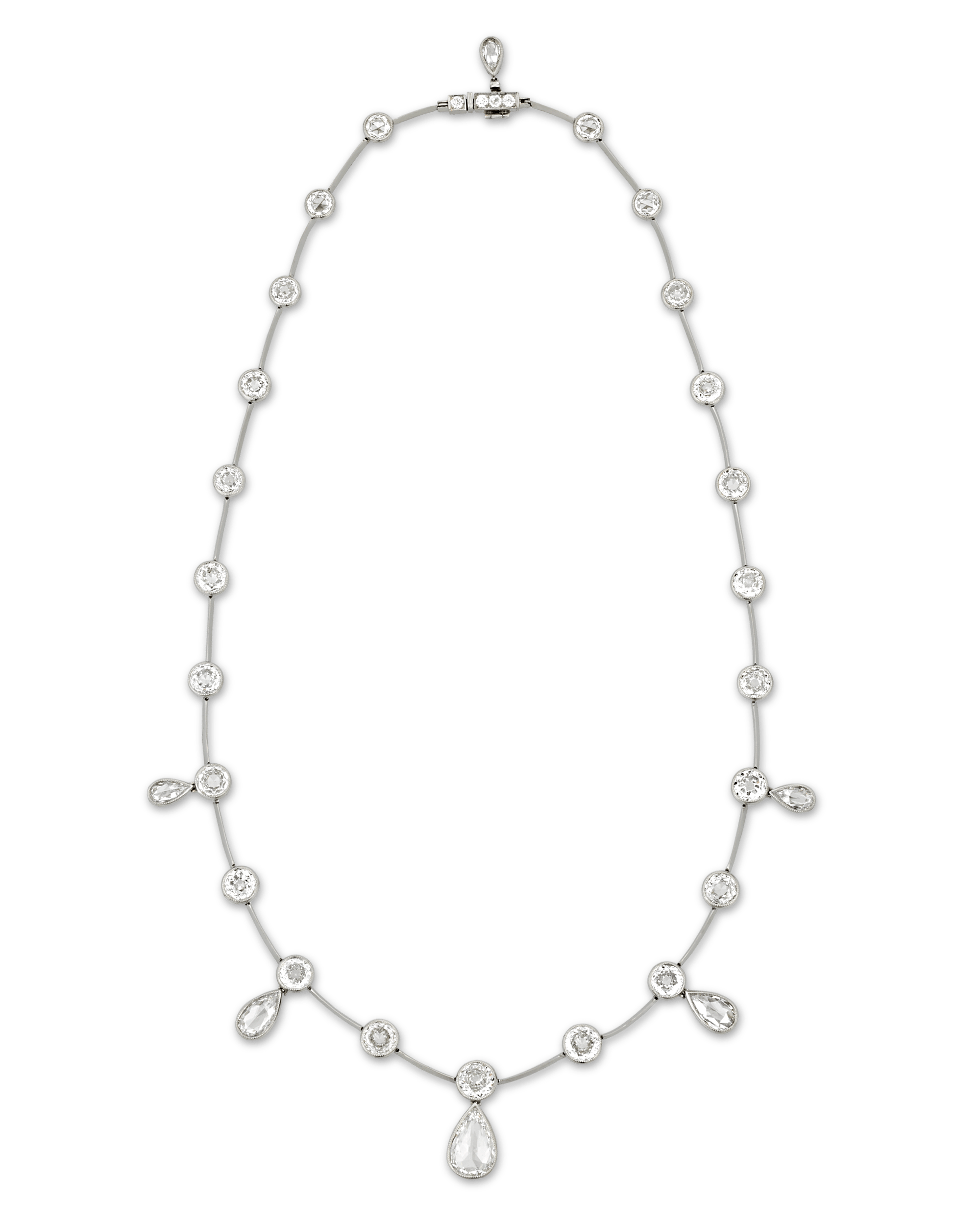 Rose-Cut Diamond Necklace, 14.73 Carats