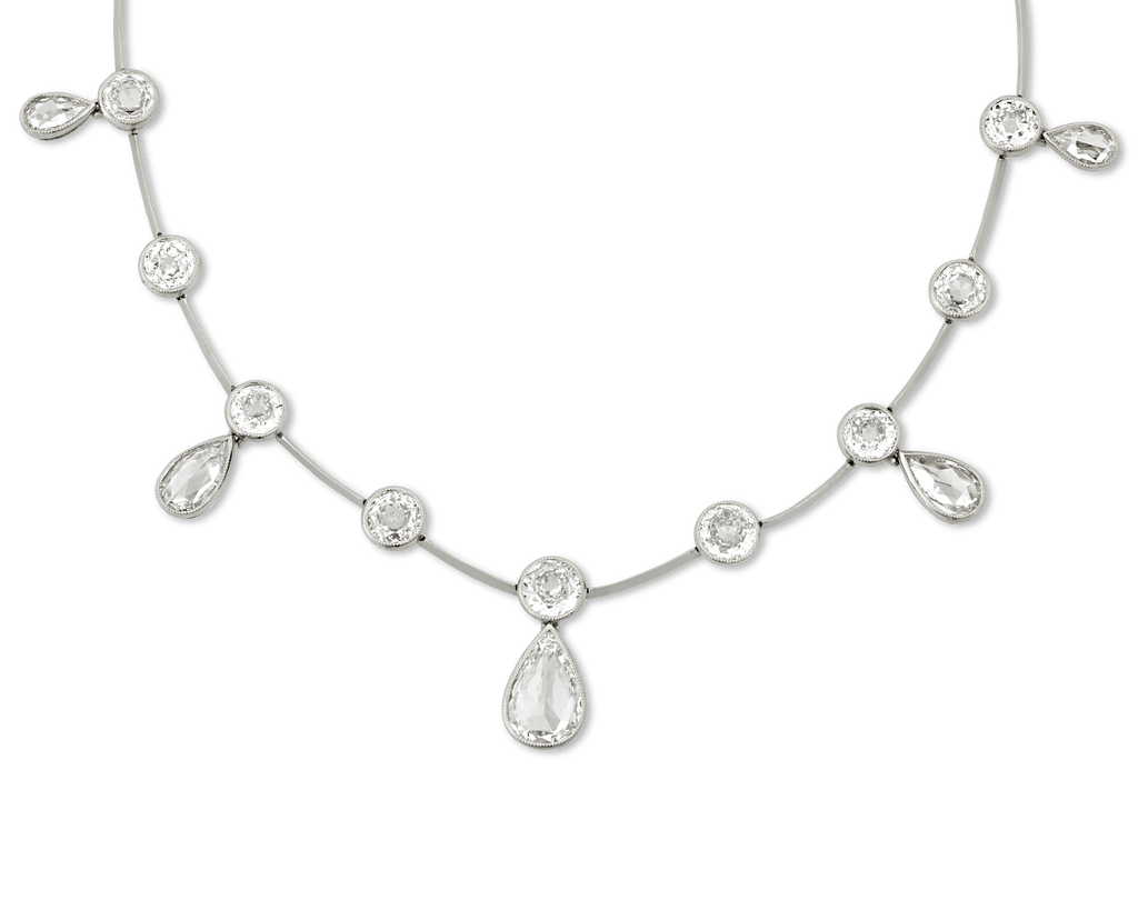 Rose-Cut Diamond Necklace, 14.73 Carats