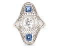 Art Deco Yogo Sapphire Ring
