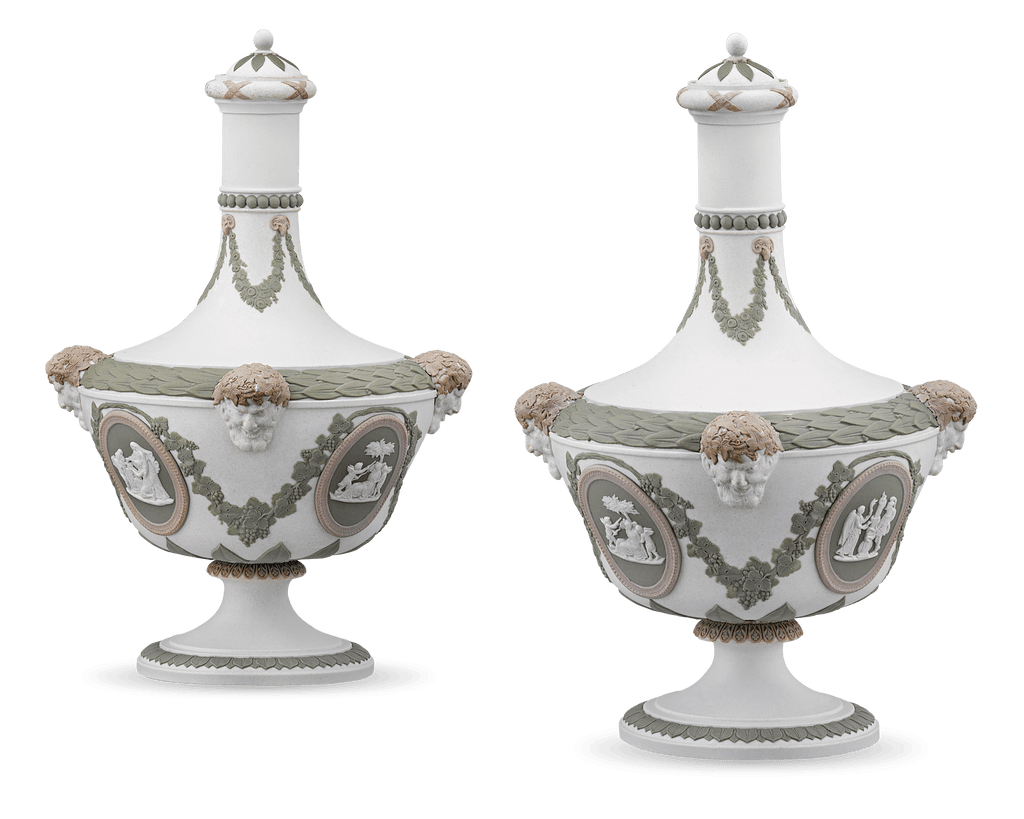 Tricolor Jasperware Barber Bottles by Wedgwood