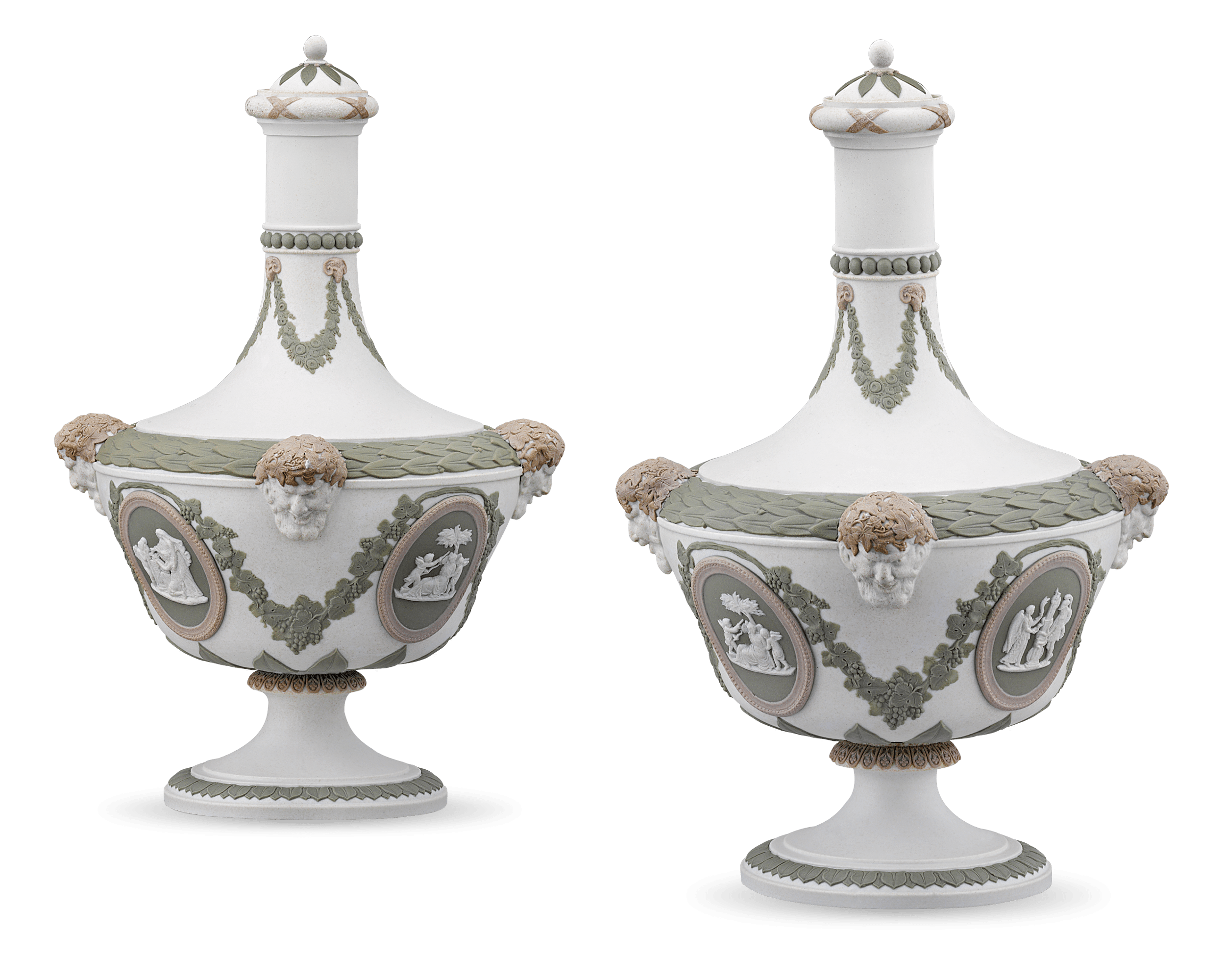 Tricolor Jasperware Barber Bottles by Wedgwood