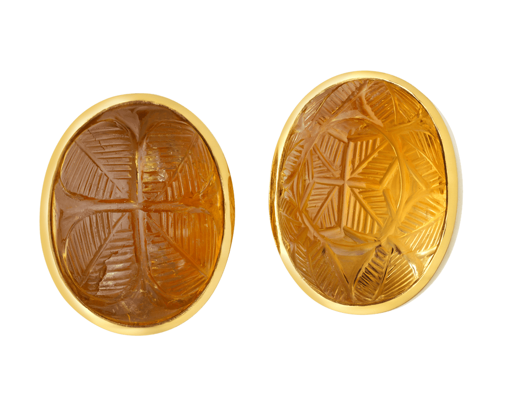 David Webb Carved Citrine Earrings