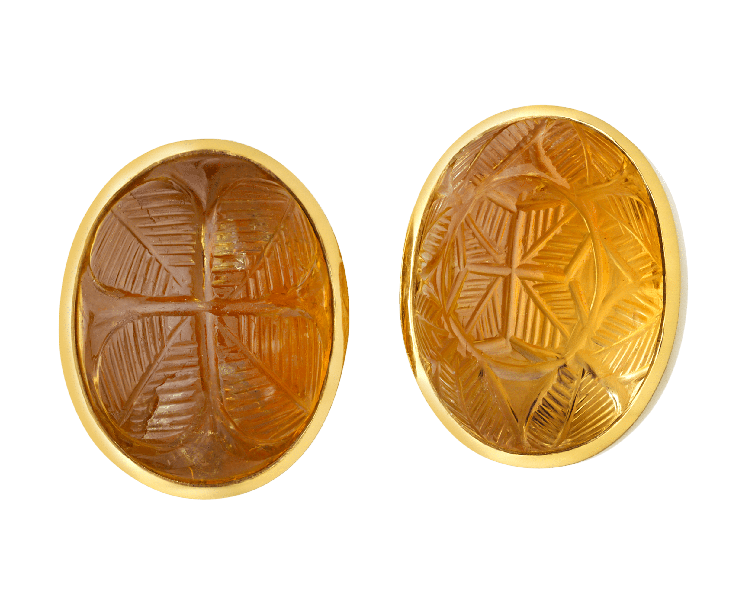 David Webb Carved Citrine Earrings