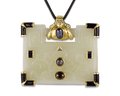 David Webb Carved Jade, Gemstone and Diamond Pendant