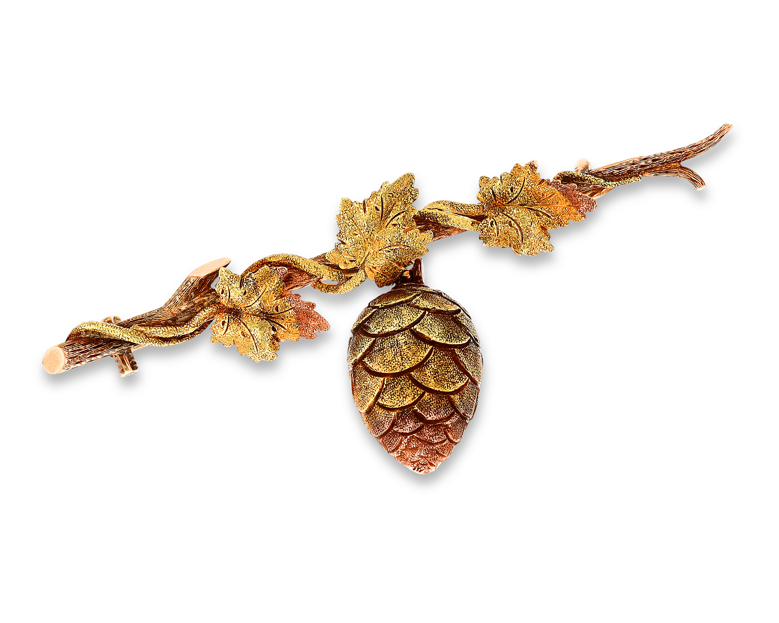 Multicolor Gold Pine Cone Brooch