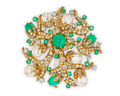 David Webb Emerald, Diamond and Pearl Brooch