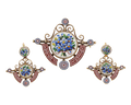 Micromosaic Brooch and Earring Jewelry Suite