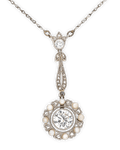 Edwardian Pearl and Diamond Necklace, 1.00 carat