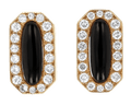 David Webb Black Enamel and Diamond Earrings