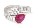 Ruby and Diamond Bypass Ring