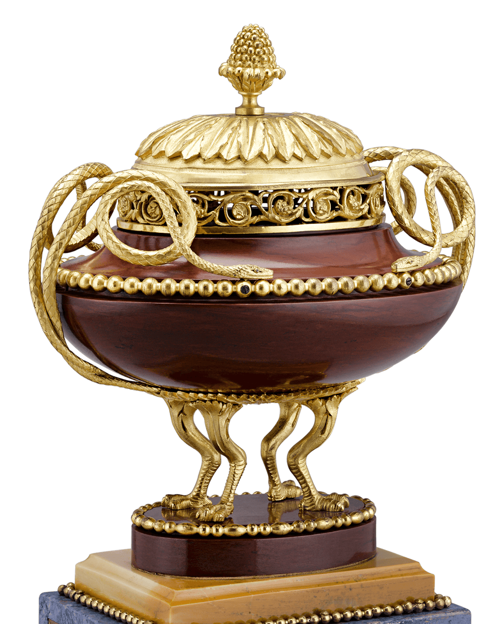 Rosso Antico Marble and Gilt Bronze Potpourri Vases