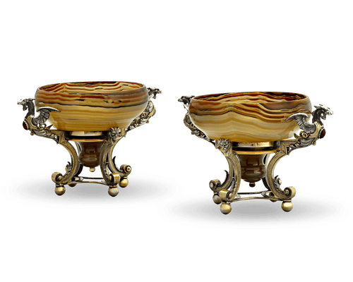 Agate and Silver Tazzas by Jules Wiese