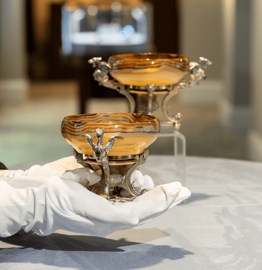 Agate and Silver Tazzas by Jules Wiese