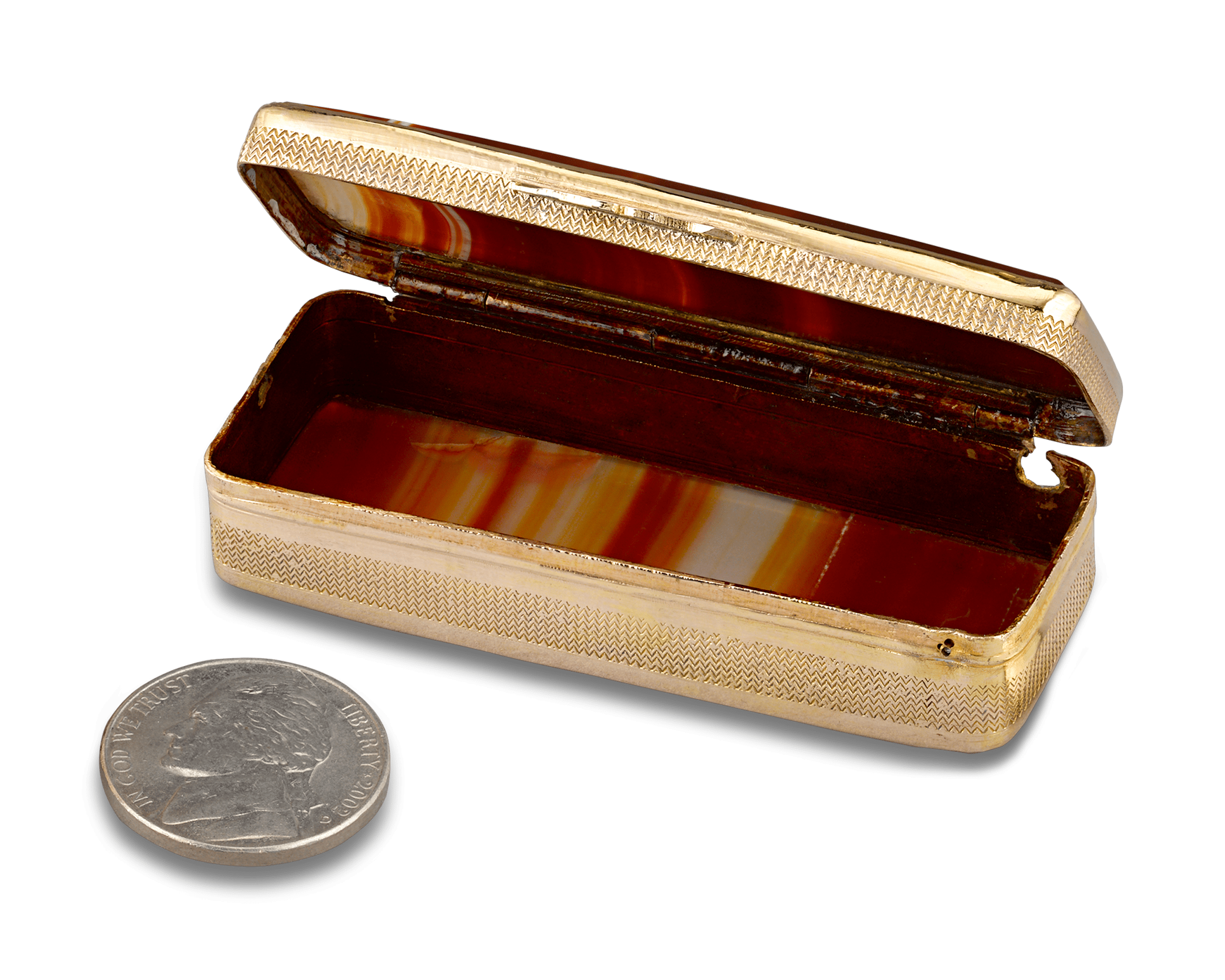 Brown Agate Snuff Box