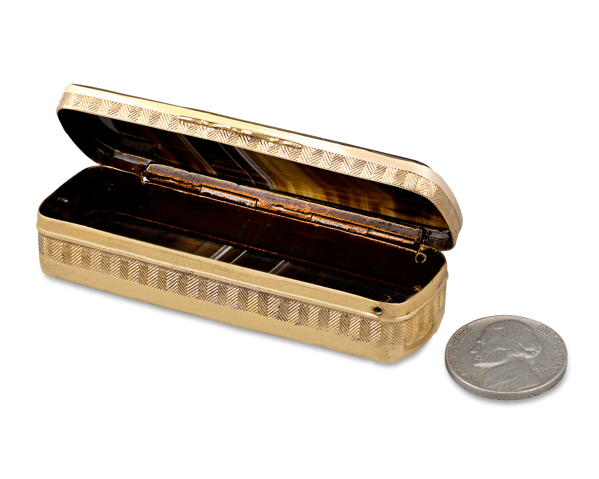 Rectangular Black Agate Snuff Box