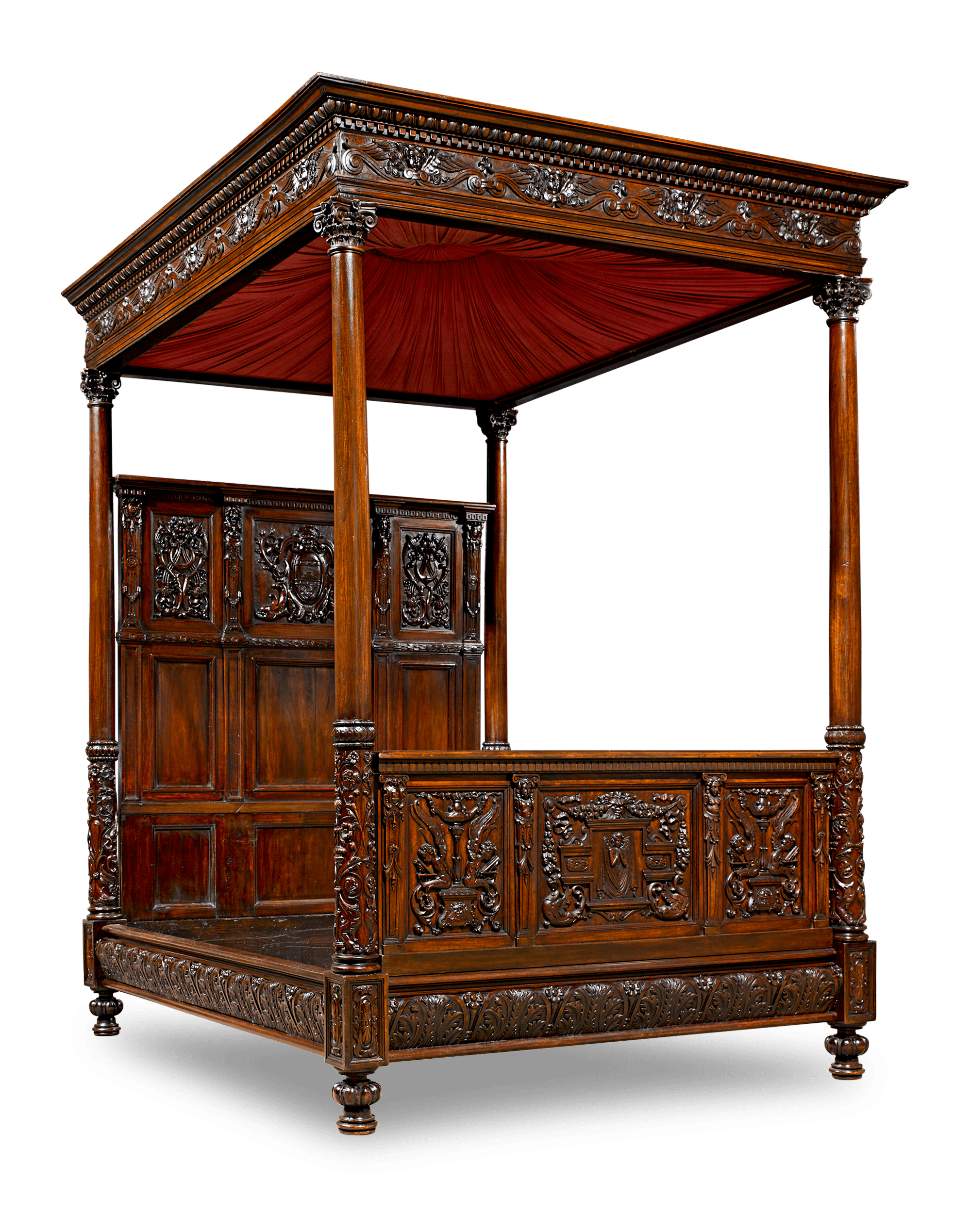 Oak and Walnut Tester Bed