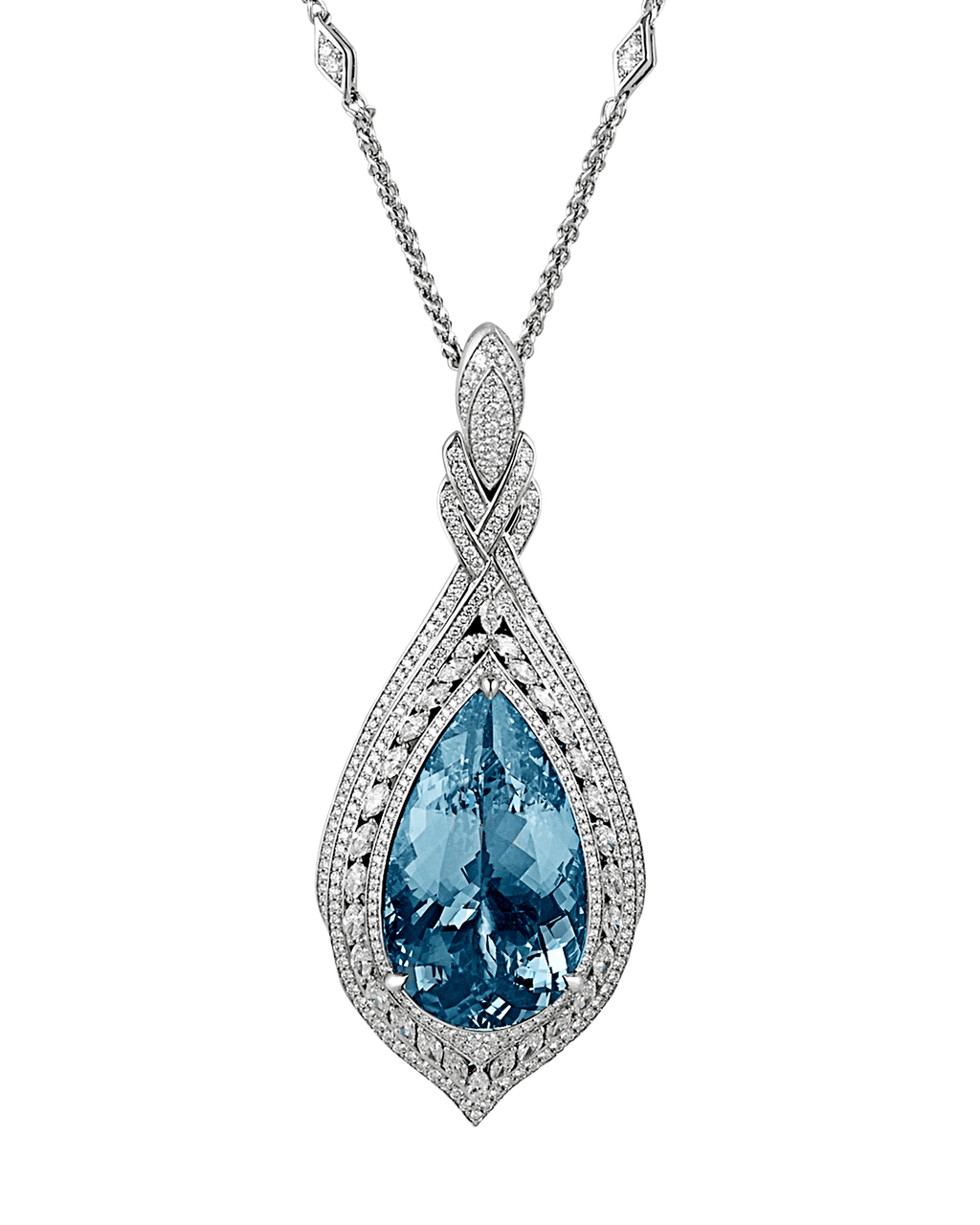 Aquamarine Pendant Necklace, 60.00 Carats