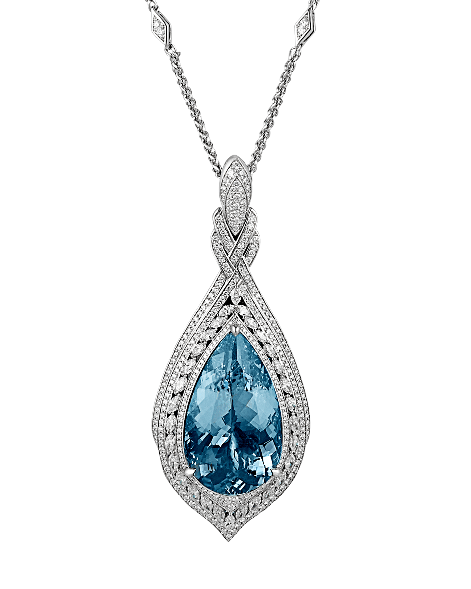Aquamarine Pendant Necklace, 60.00 Carats