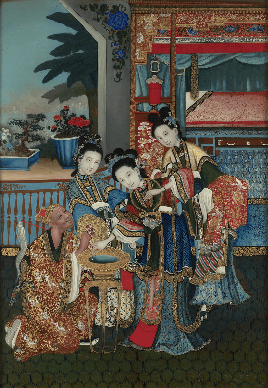 Qing Dynasty Chinese Reverse Glass Painting