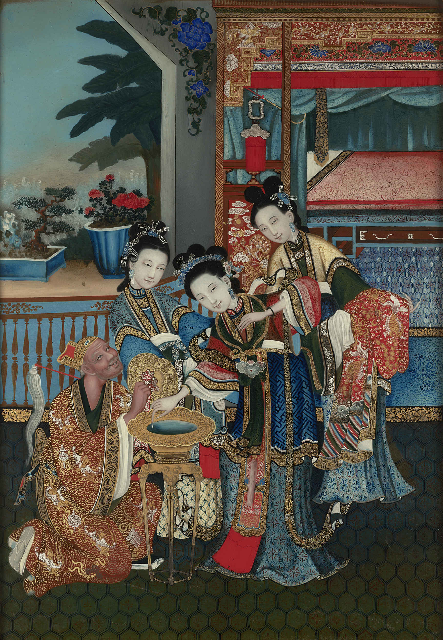 Qing Dynasty Chinese Reverse Glass Painting