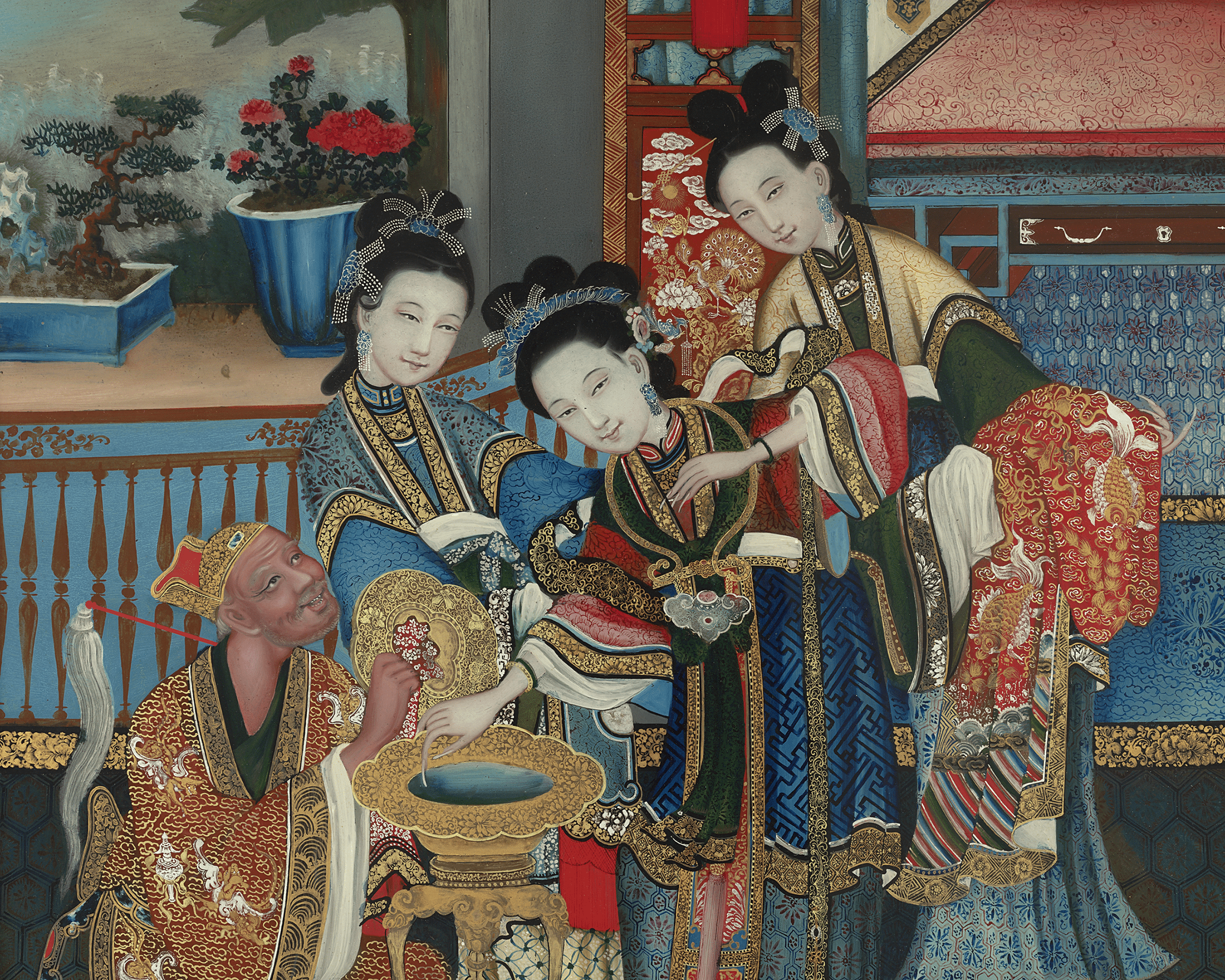 Qing Dynasty Chinese Reverse Glass Painting