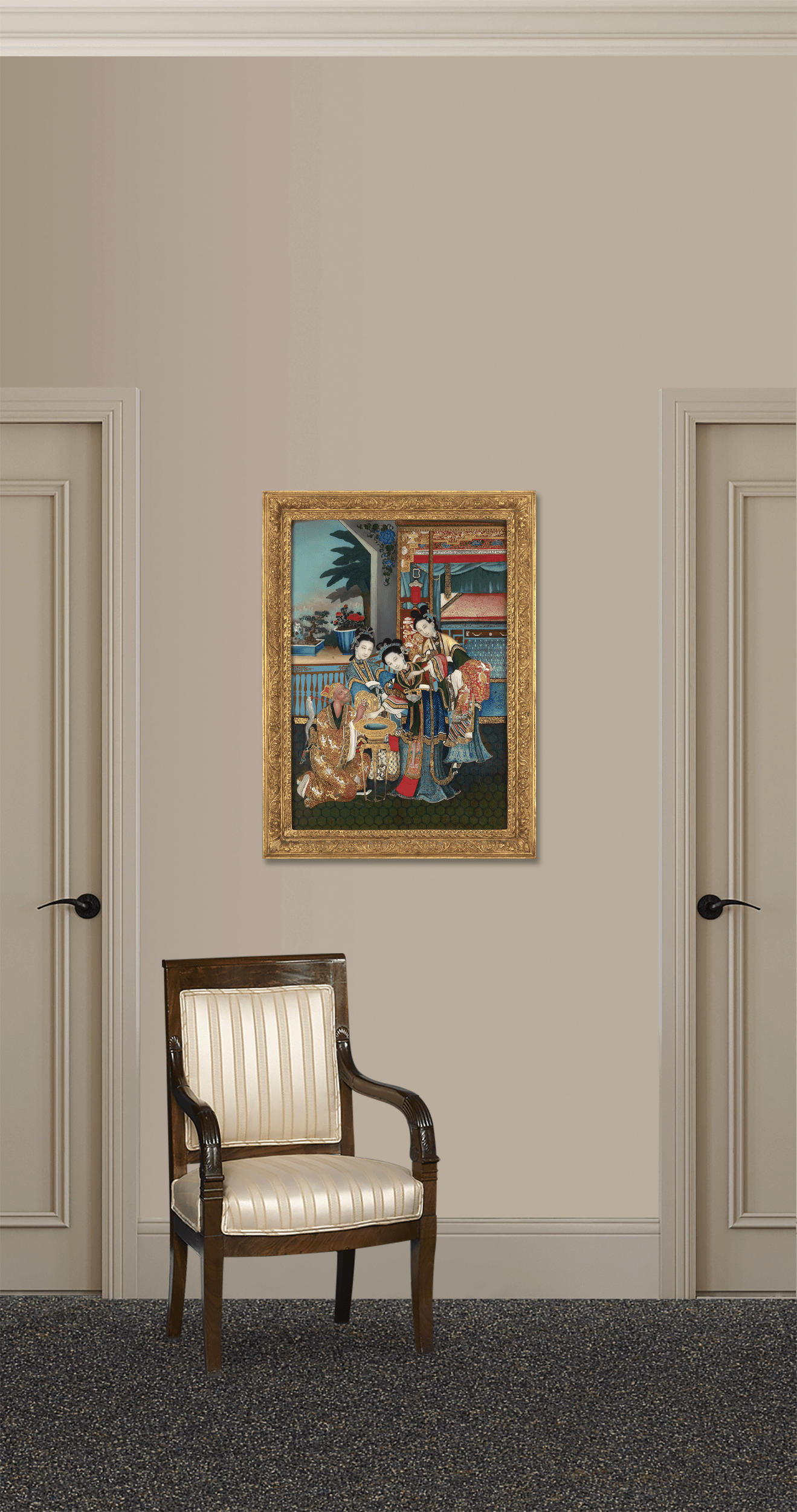 Qing Dynasty Chinese Reverse Glass Painting