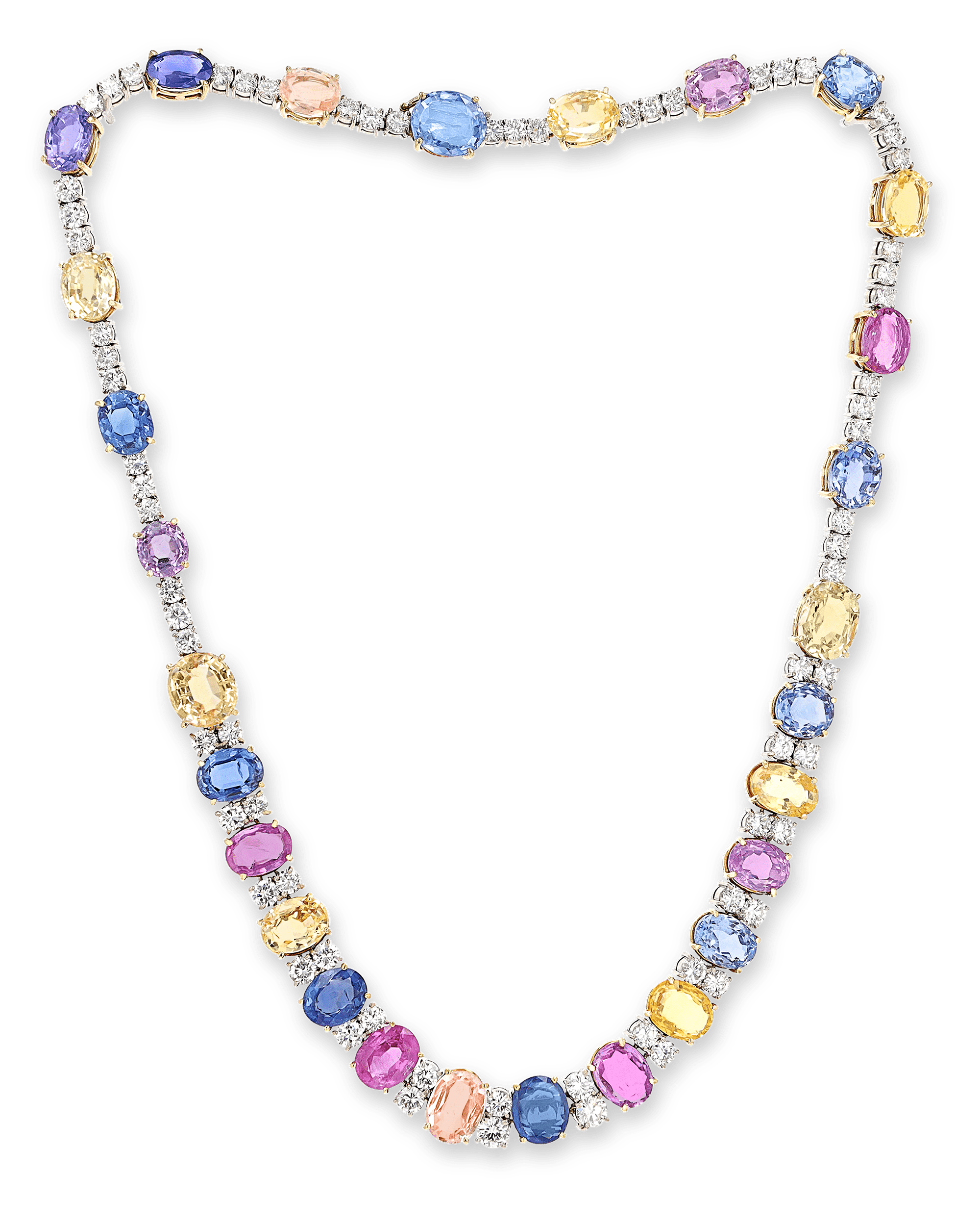 Multi-Color Sapphire Necklace, 85.00 Carats