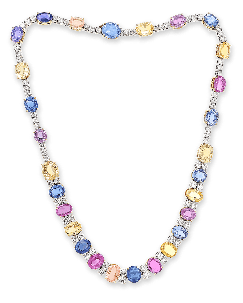 Multi-Color Sapphire Necklace, 85.00 Carats