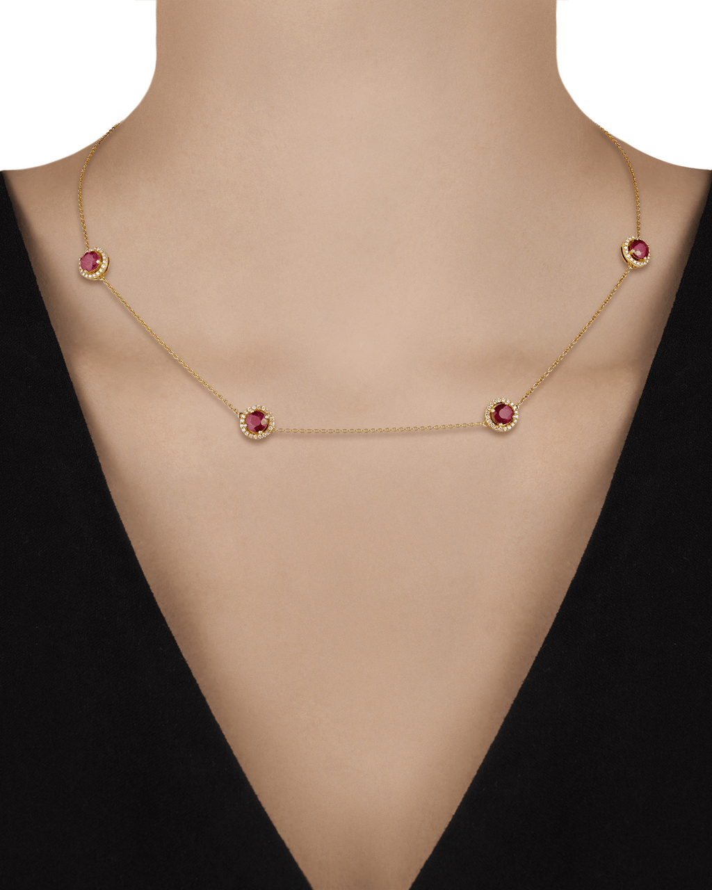 Ruby Station Necklace, 5.53 Carats