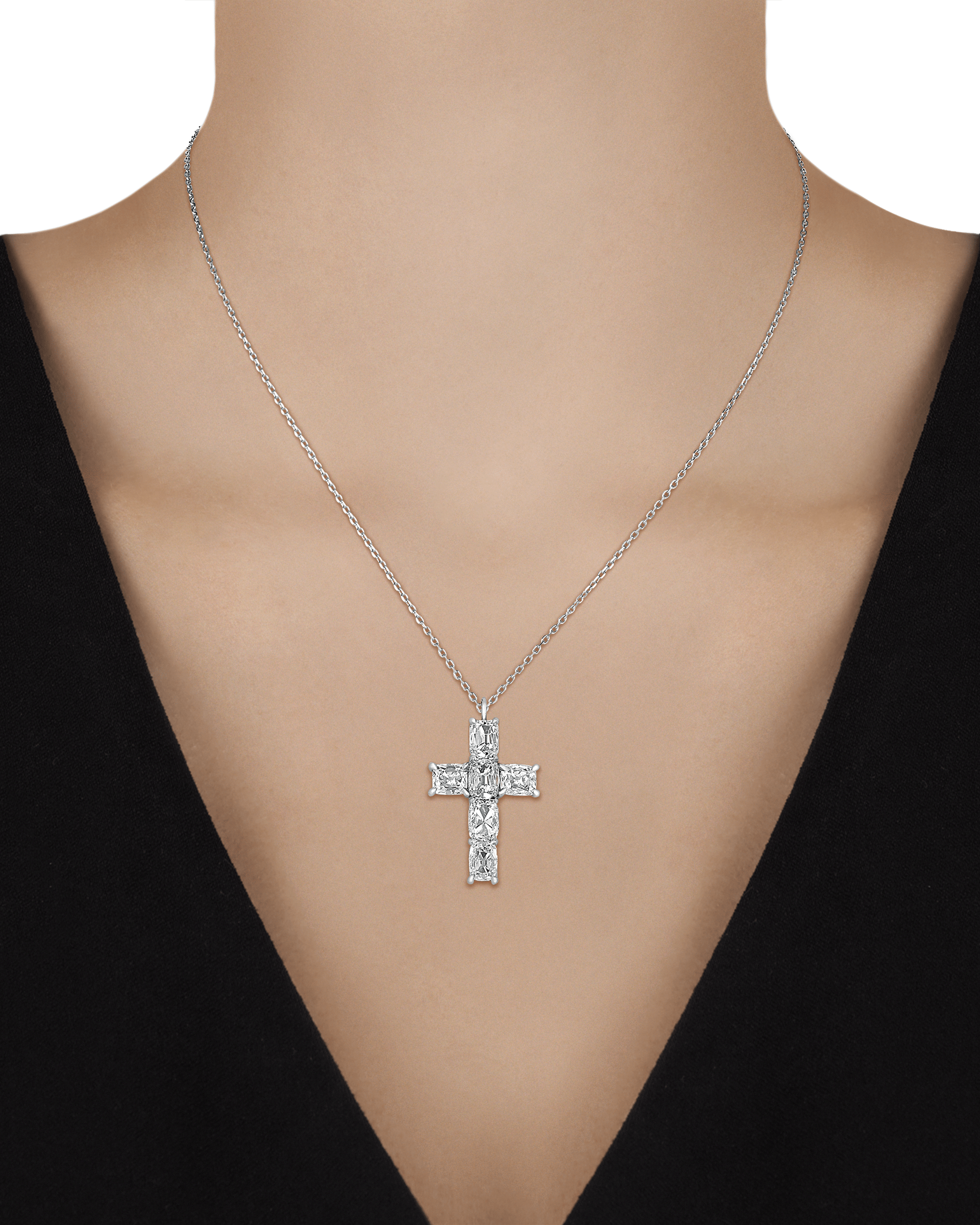 Old Mine Diamond Cross Pendant