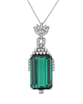 Art Deco Green Tourmaline Pendant, 80.71 Carats