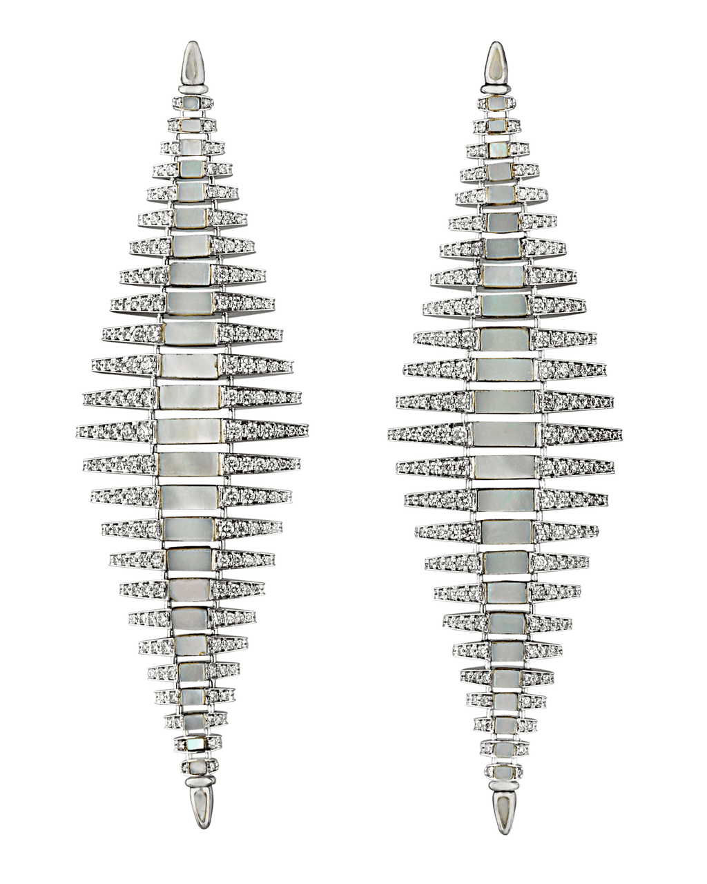 Mother of Pearl and Diamond Twist Earrings