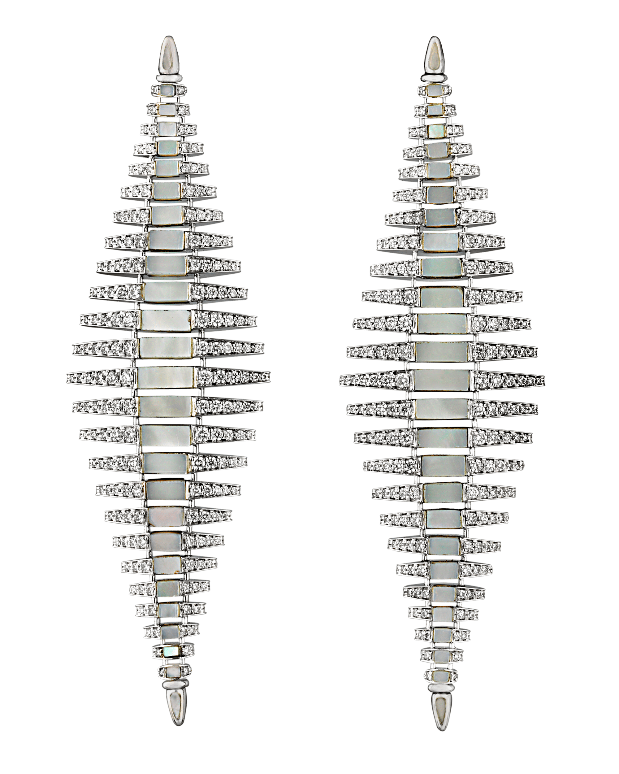 Mother of Pearl and Diamond Twist Earrings
