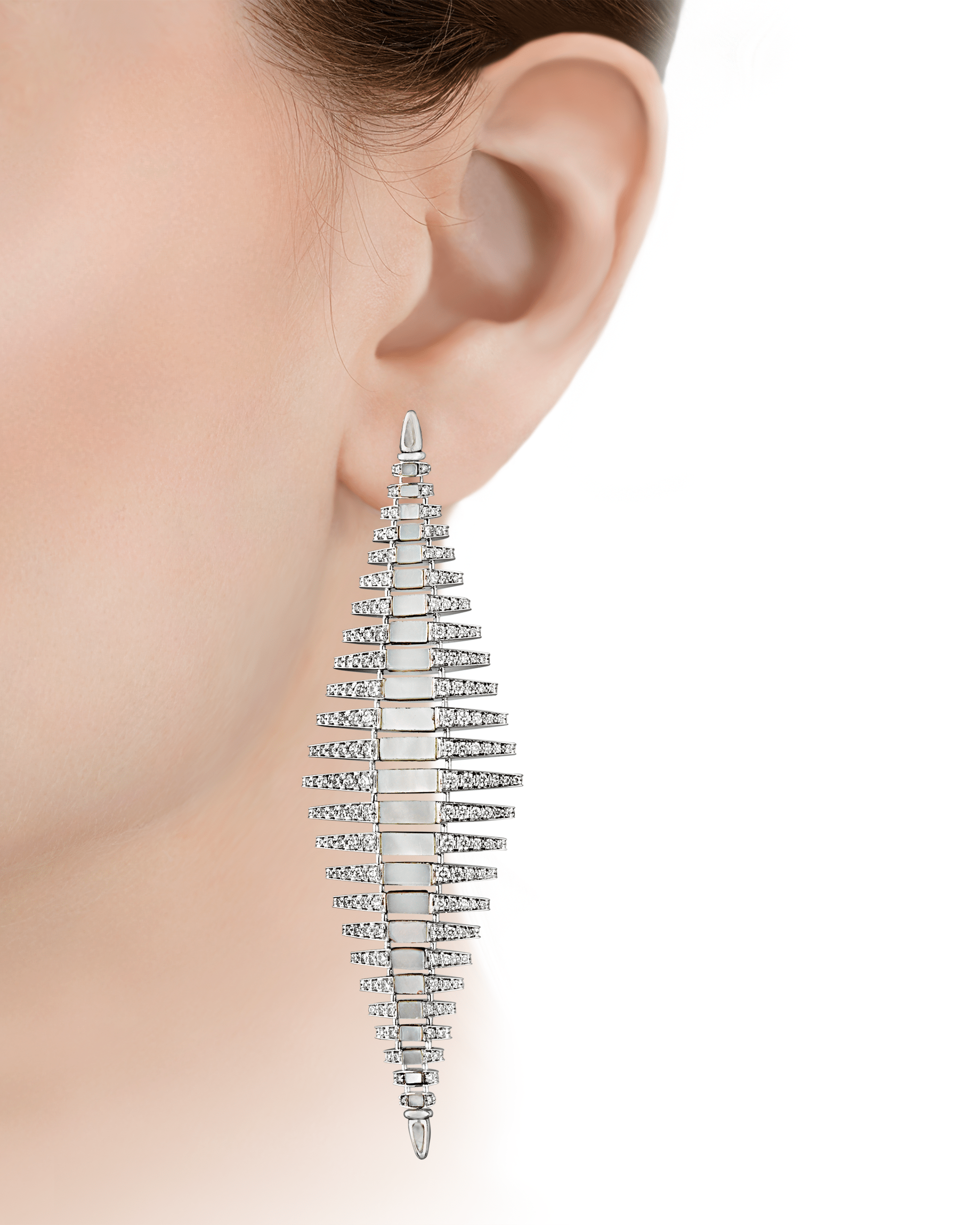 Mother of Pearl and Diamond Twist Earrings