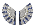Sapphire, Diamond and Pearl Fan Earrings