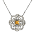 Fancy Vivid Yellowish Orange Diamond Pendant, 0.43 Carat
