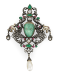 Ancient Roman Carved Emerald Brooch