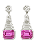 Pink Sapphire Dangle Earrings, 3.60 Carats