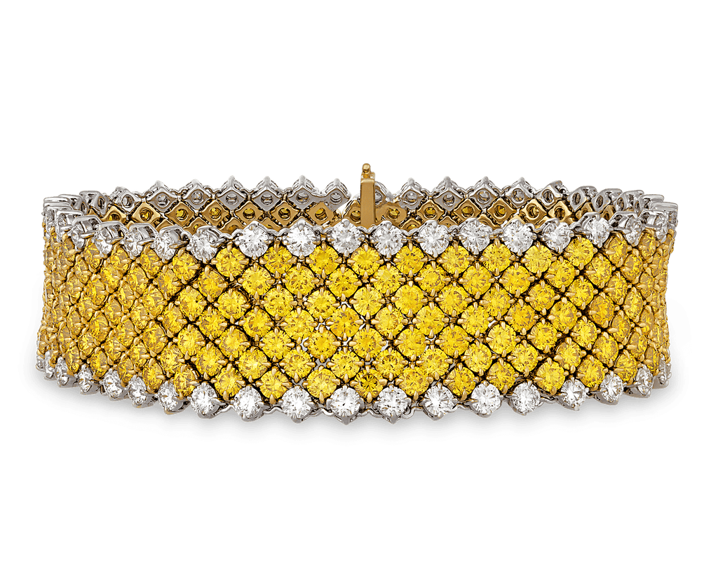 Fancy Vivid Yellow Diamond Mesh Bracelet, 28.40 Carats