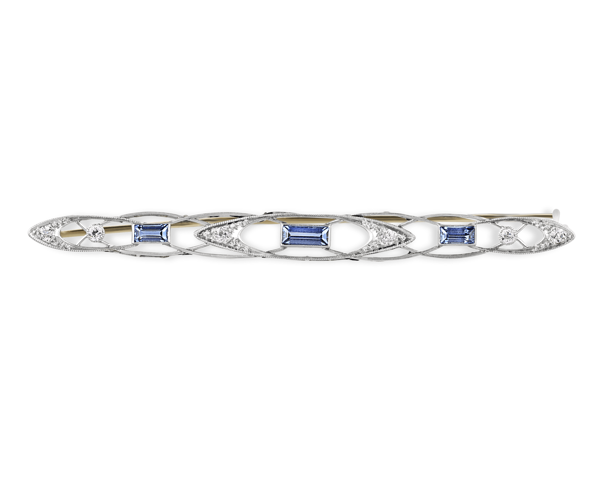 Yogo Montana Sapphire Bar Pin, 1.00 Carat