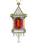 French Art Nouveau Spessartine Garnet Necklace, 40.00 Carats