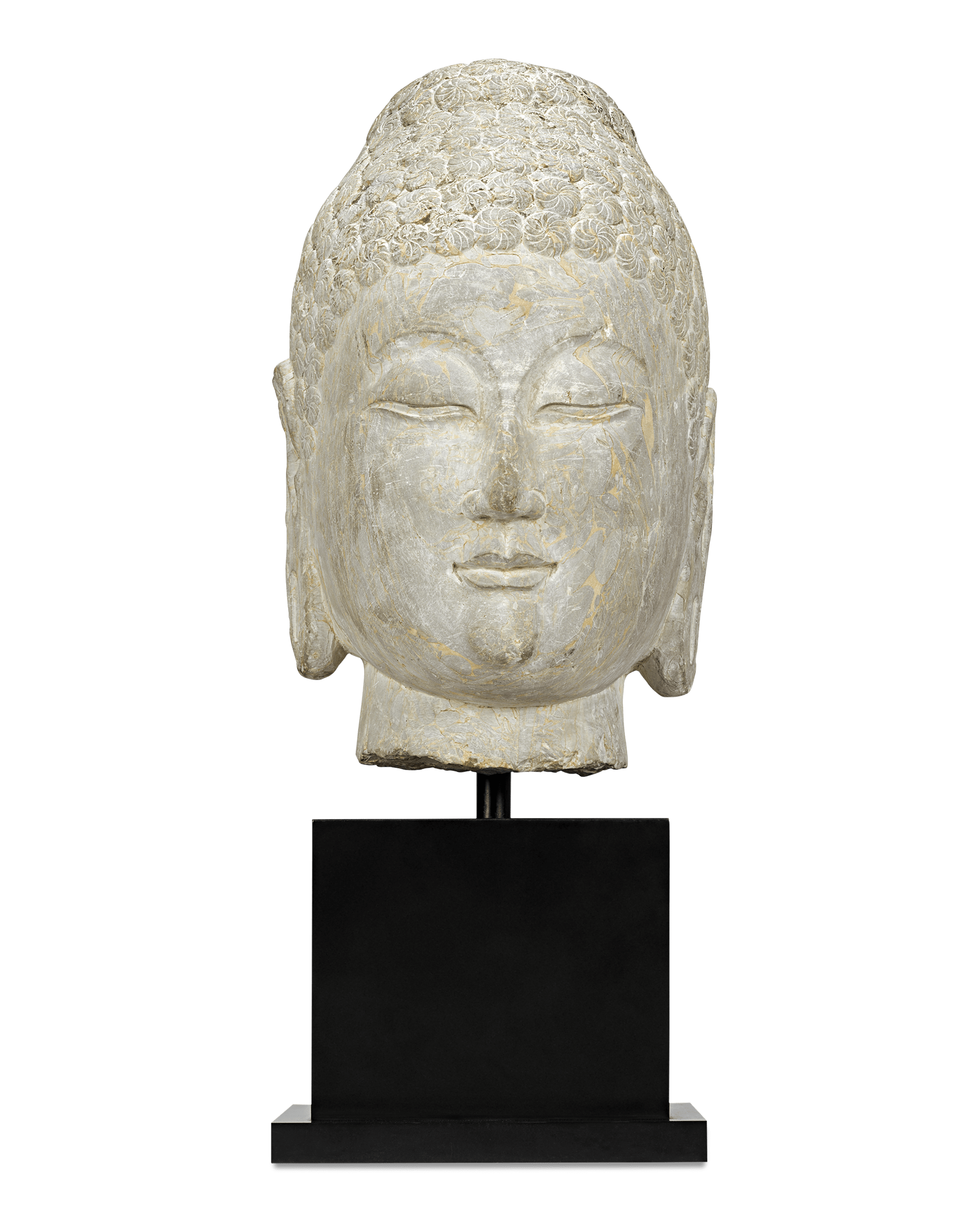 Limestone Buddha Head, 6th-Century Qi Dynasty