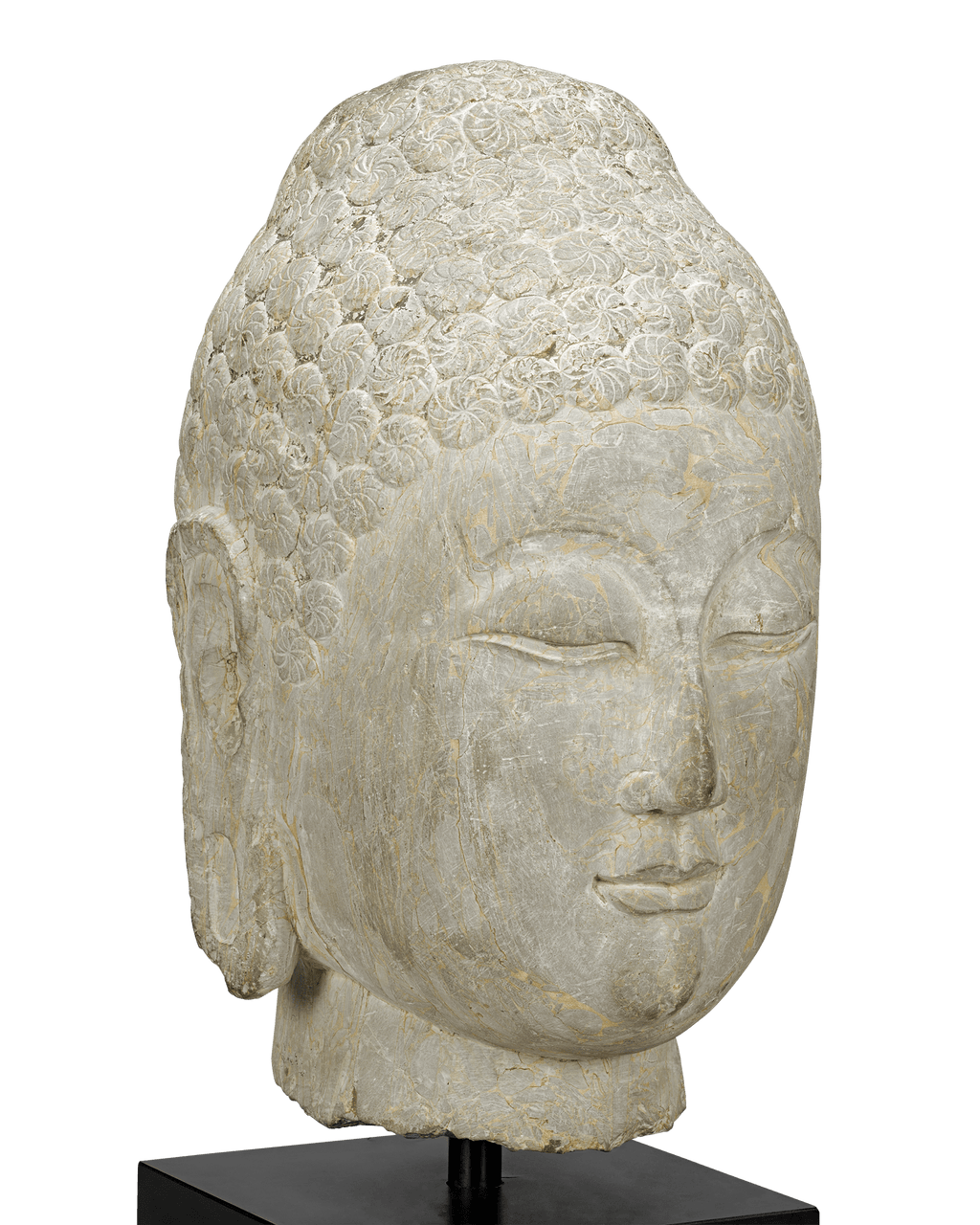 Limestone Buddha Head, 6th-Century Qi Dynasty