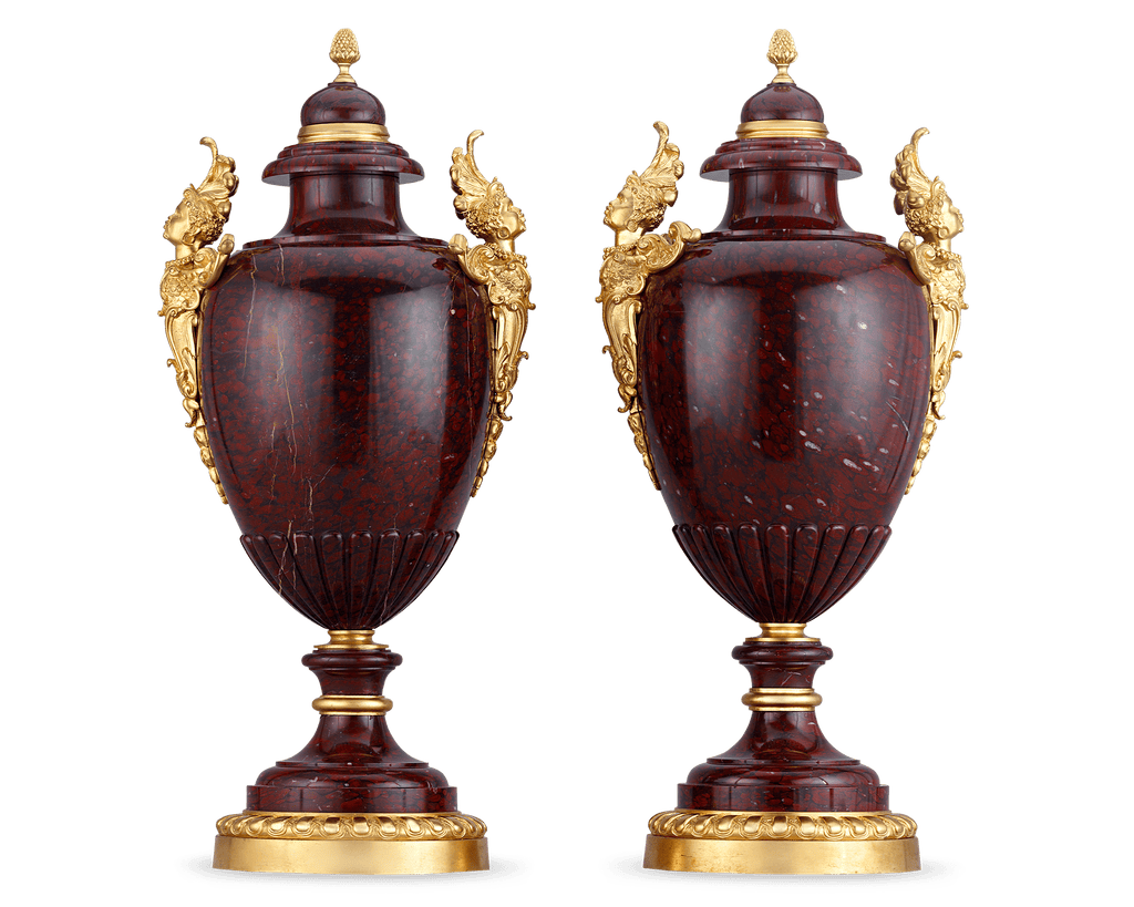 Griotte Rouge Vases attributed to Charles-Henri-Joseph Cordier