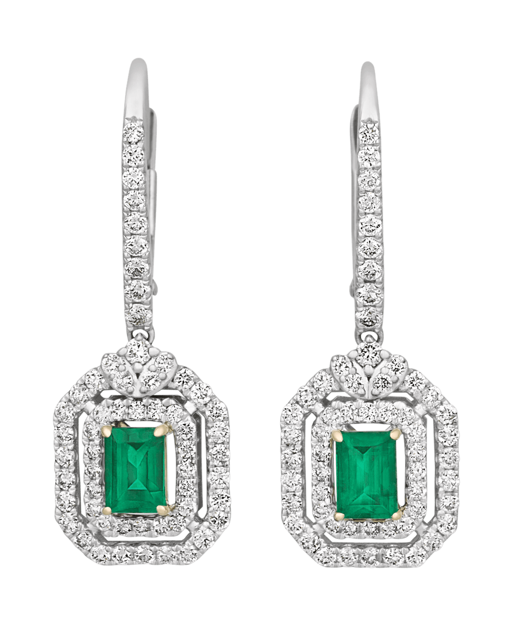 Colombian Emerald Earrings, 0.74 Carats